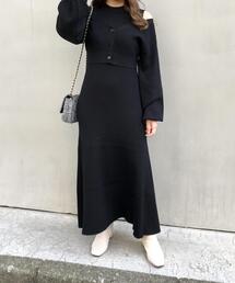 INGNI（イング）の「ニットカーディガン＋ノースリニットワンピースセット（ワンピース）」