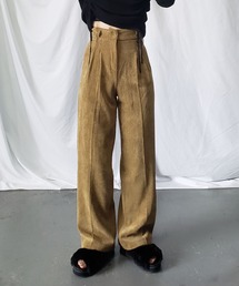 【 4size /5color 】ハイウエストツータックルーズコーデュロイパンツ