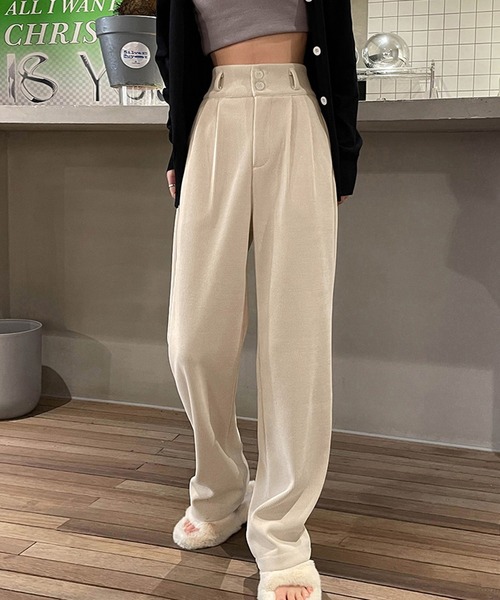 me+em select（ミームセレクト）の「【 ４size ／５color 】ハイウエストツータックルーズコーデュロイパンツ（スラックス・レディース・ブラック/ライトパープル/ダークベージュ/アイボリー/ダークグリーン・SMALL/MEDIUM/LARGE/X-LARGE）」の16枚目の写真