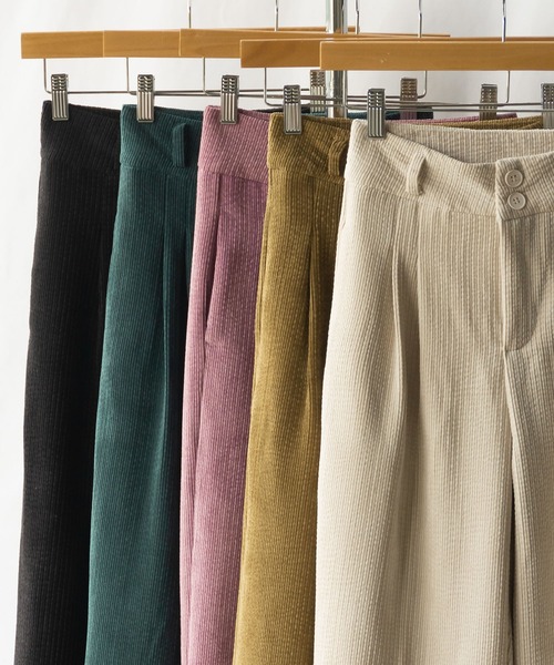 me+em select（ミームセレクト）の「【 ４size ／５color 】ハイウエストツータックルーズコーデュロイパンツ（スラックス・レディース・ブラック/ライトパープル/ダークベージュ/アイボリー/ダークグリーン・SMALL/MEDIUM/LARGE/X-LARGE）」の15枚目の写真
