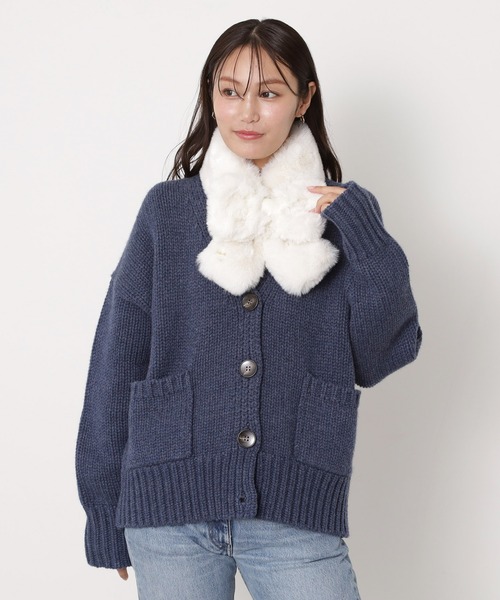 新色追加】フェイクファー リボンマフラー（マフラー