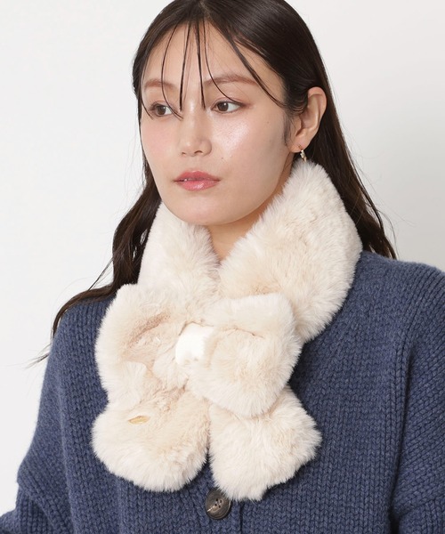 新色追加】フェイクファー リボンマフラー（マフラー