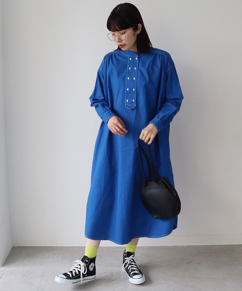 bulle de savon(ビュルデサボン)の「《染め替え》製品染めオックスコックワンピース(ショルダーバッグ・レディース・イエロー/ブルー・FREE)」の3枚目の写真