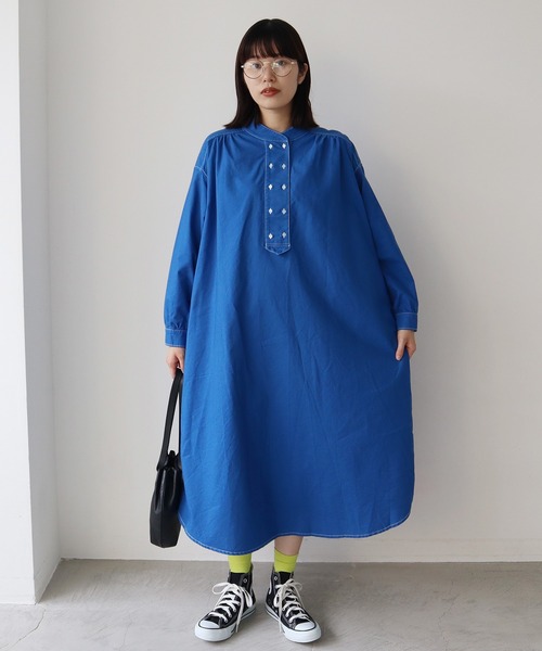 bulle de savon(ビュルデサボン)の「《染め替え》製品染めオックスコックワンピース(ショルダーバッグ・レディース・イエロー/ブルー・FREE)」の6枚目の写真