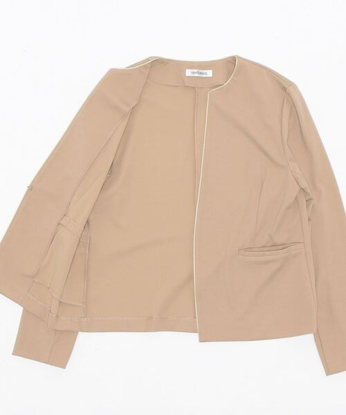 NEWYORKER(ニューヨーカー)の「ジャージーカットソージャケット(ノーカラージャケット・レディース・ネイビー/ベージュ・L/M)」の19枚目の写真
