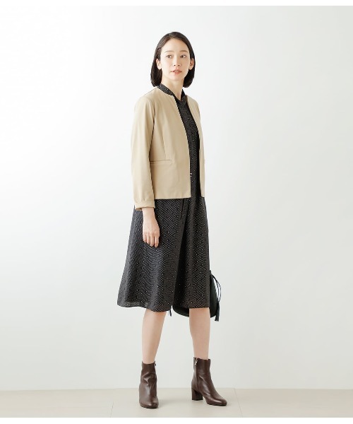 NEWYORKER(ニューヨーカー)の「ジャージーカットソージャケット(ノーカラージャケット・レディース・ネイビー/ベージュ・L/M)」の15枚目の写真