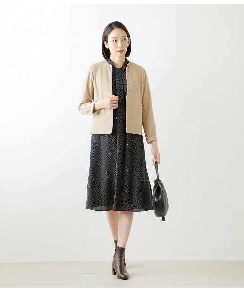 NEWYORKER(ニューヨーカー)の「ジャージーカットソージャケット(ノーカラージャケット・レディース・ネイビー/ベージュ・L/M)」の16枚目の写真