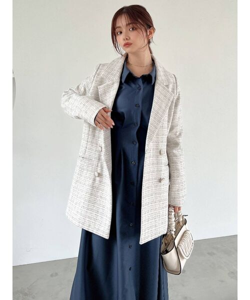 RESEXXY（リゼクシー）の「ツイードテーラードジャケット【セットアップ着用可能】（テーラードジャケット・レディース・ホワイト/ブラック/ブルー・FREE）」の19枚目の写真