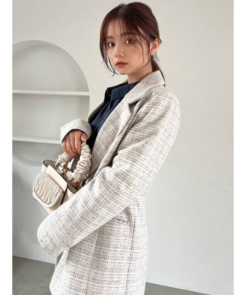 RESEXXY（リゼクシー）の「ツイードテーラードジャケット【セットアップ着用可能】（テーラードジャケット・レディース・ホワイト/ブラック/ブルー・FREE）」の5枚目の写真