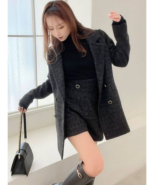 RESEXXY（リゼクシー）の「ツイードテーラードジャケット【セットアップ着用可能】（テーラードジャケット・レディース・ホワイト/ブラック/ブルー・FREE）」の6枚目の写真