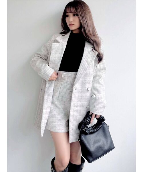 RESEXXY（リゼクシー）の「ツイードテーラードジャケット【セットアップ着用可能】（テーラードジャケット・レディース・ホワイト/ブラック/ブルー・FREE）」の10枚目の写真