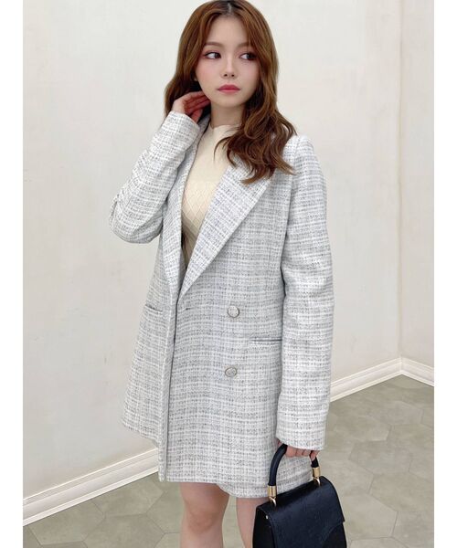 RESEXXY（リゼクシー）の「ツイードテーラードジャケット【セットアップ着用可能】（テーラードジャケット・レディース・ホワイト/ブラック/ブルー・FREE）」の13枚目の写真