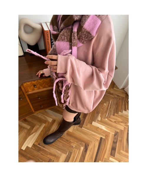 JUMELLE（ジュメロ）の「ブロックチェックマフラー（マフラー・レディース・ピンク/ブラック・FREE）」の8枚目の写真