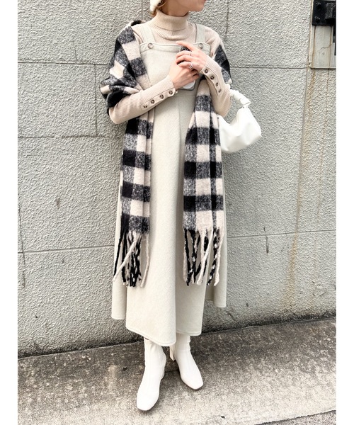 JUMELLE（ジュメロ）の「ブロックチェックマフラー（マフラー・レディース・ピンク/ブラック・FREE）」の13枚目の写真