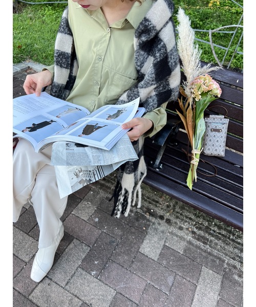 JUMELLE（ジュメロ）の「ブロックチェックマフラー（マフラー・レディース・ピンク/ブラック・FREE）」の14枚目の写真