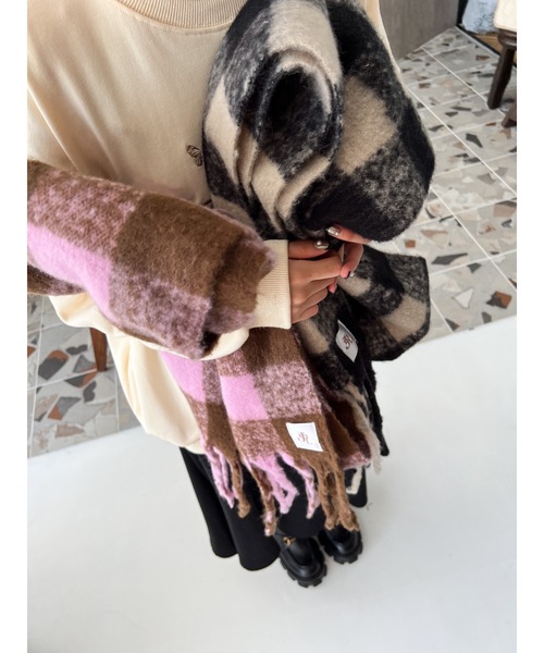 JUMELLE（ジュメロ）の「ブロックチェックマフラー（マフラー・レディース・ピンク/ブラック・FREE）」の20枚目の写真