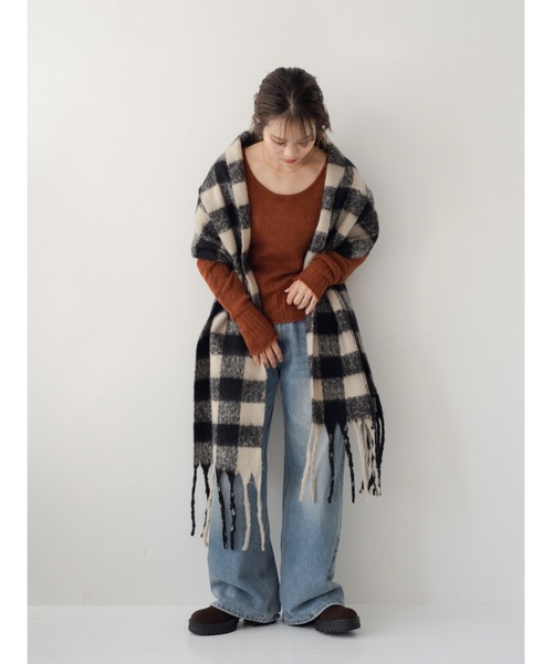 JUMELLE（ジュメロ）の「ブロックチェックマフラー（マフラー・レディース・ピンク/ブラック・FREE）」の22枚目の写真