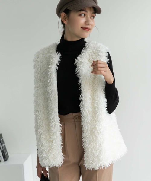 Edit Sheen（エディットシーン）の「【スタイリストプロデュース】プードルファーベスト（その他アウター・レディース・アイボリー・M）」の14枚目の写真