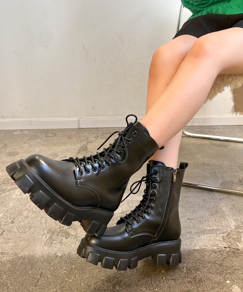 Futier land(フューティアランド)の「厚底レースアップショートブーツ(ブーツ・レディース・ブラック/アイボリー・36/37/38/39/40)」の10枚目の写真