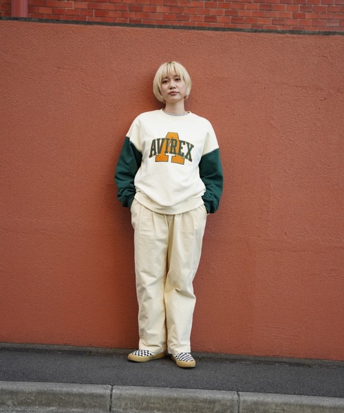 AVIREX（アヴィレックス）の「C/LOGO WAPPEN SWEAT PULLOVER/ロゴワッペンスウェットプルオーバー（スウェット・レディース・グリーン/チャコール・F）」の10枚目の写真