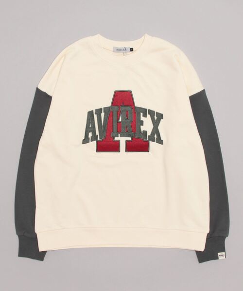 AVIREX（アヴィレックス）の「C/LOGO WAPPEN SWEAT PULLOVER/ロゴワッペンスウェットプルオーバー（スウェット・レディース・グリーン/チャコール・F）」の6枚目の写真