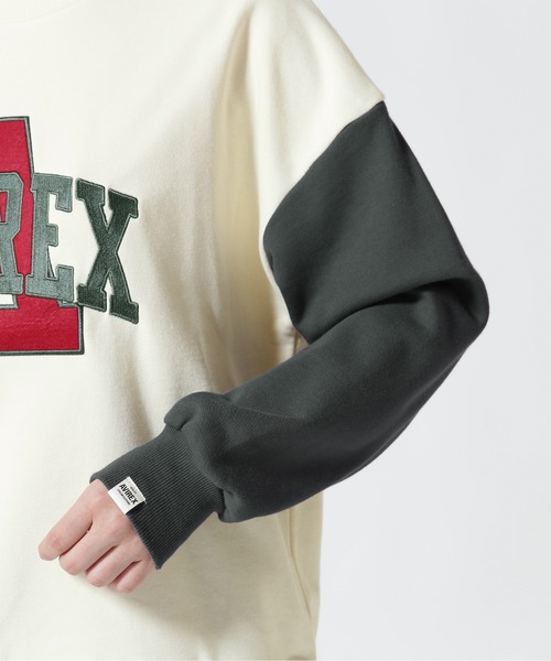 AVIREX（アヴィレックス）の「C/LOGO WAPPEN SWEAT PULLOVER/ロゴワッペンスウェットプルオーバー（スウェット・レディース・グリーン/チャコール・F）」の5枚目の写真