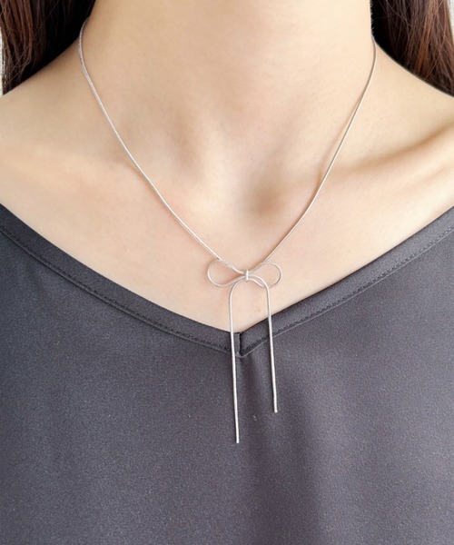ciite'(シーテ)の「simple ribbon necklace / シンプル リボン ネックレス(ネックレス・レディース・シルバー/ゴールド・FREE)」の10枚目の写真