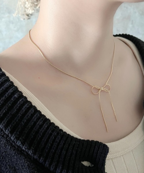 ciite'(シーテ)の「simple ribbon necklace / シンプル リボン ネックレス(ネックレス・レディース・シルバー/ゴールド・FREE)」の7枚目の写真