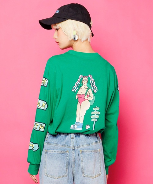 PUNYUS(プニュズ)の「FIRE WALKロンT(Tシャツ/カットソー・レディース・ブラック/グリーン/ホワイト・2/1/4/3)」の1枚目の写真