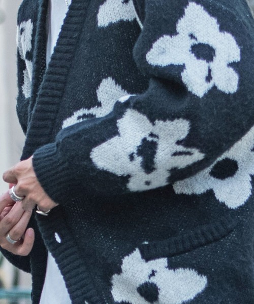 CavariA（キャバリア）の「『CavariA/キャバリア』総柄ジャガード起毛カーディガン（カーディガン/ボレロ・メンズ・マスタード/ブルー/ブラック・M/L）」の12枚目の写真