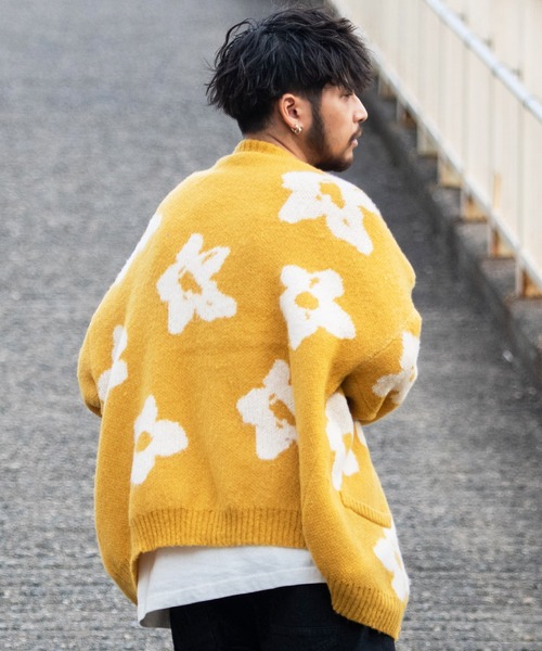 CavariA（キャバリア）の「『CavariA/キャバリア』総柄ジャガード起毛カーディガン（カーディガン/ボレロ・メンズ・マスタード/ブルー/ブラック・M/L）」の16枚目の写真