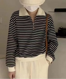 ibeul_ | ボーダージップアップニット(ニット/セーター)