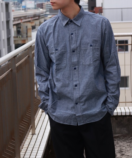 セール】ダンガリーワークシャツ 長袖 無地 日本製（シャツ/ブラウス