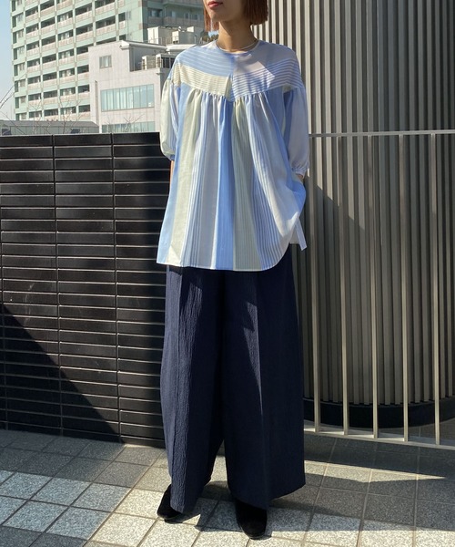Liyoca ストライプ ギャザーブラウス　新品未使用 Liyoca（リヨカ）の「【Liyoca】マルチストライプギャザー