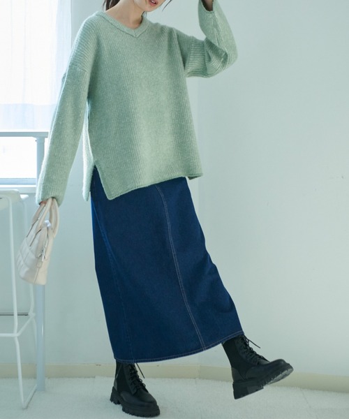 FREE'S MART（フリーズマート）の「[低身長サイズ/Sシリーズ]バックスリットナローデニムスカート（スカート・レディース・ブラック系その他/ブルー系その他2/ダークネイビー・MEDIUM/SMALL/X-SMALL）」の19枚目の写真