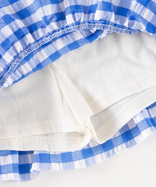 trois lapins kp(トロワラパンケーピー)の「サッカーギンガム スカパン(100~130)(スカート・キッズ・ブルー・120cm/110cm/100cm/130cm)」の3枚目の写真