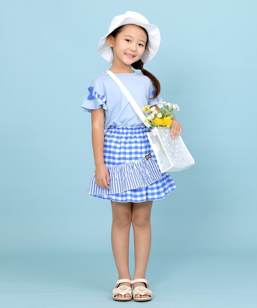 trois lapins kp(トロワラパンケーピー)の「サッカーギンガム スカパン(100~130)(スカート・キッズ・ブルー・120cm/110cm/100cm/130cm)」の11枚目の写真