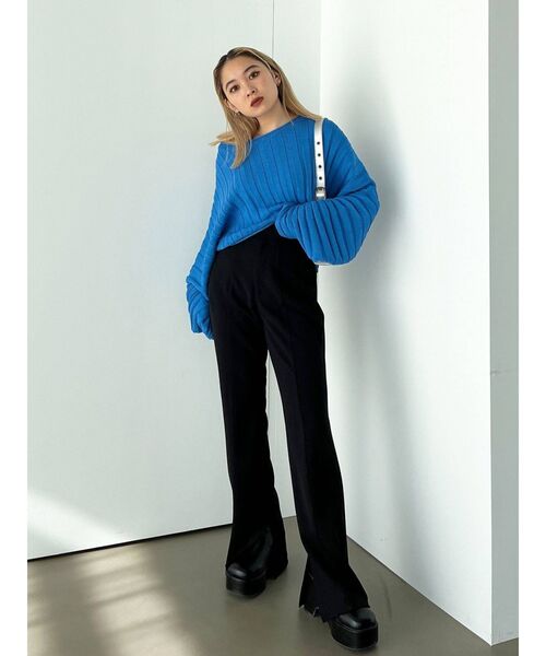 EMODA（エモダ）の「マークウエストフレアパンツ（その他パンツ・レディース・ピンク/ブラック/アイボリー・SMALL/MEDIUM）」の6枚目の写真