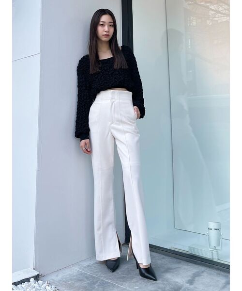 EMODA（エモダ）の「マークウエストフレアパンツ（その他パンツ・レディース・ピンク/ブラック/アイボリー・SMALL/MEDIUM）」の12枚目の写真