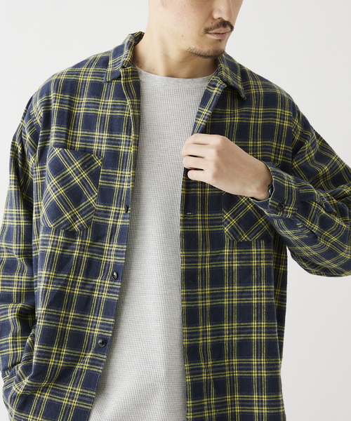 JOURNAL STANDARD relume（ジャーナルスタンダード　レリューム）の「【DAN RIVER/ダンリバー】チェッカーフランネルシャツ（シャツ/ブラウス・メンズ・カーキ/グリーン/ピンク/ネイビー・MEDIUM/LARGE）」の5枚目の写真