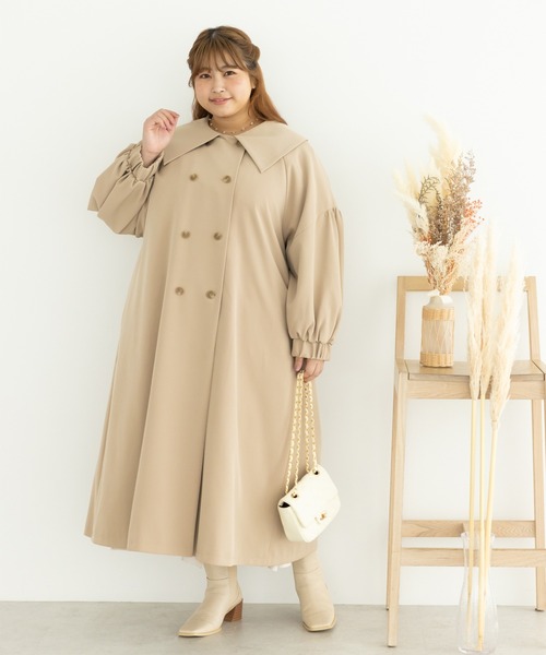 SLURR（スラ―）の「[大きいサイズ]ボリュームスリーブトレンチコート（トレンチコート・レディース・アイボリー/ベージュ・L）」の6枚目の写真