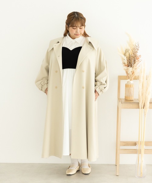 SLURR（スラ―）の「[大きいサイズ]ボリュームスリーブトレンチコート（トレンチコート・レディース・アイボリー/ベージュ・L）」の8枚目の写真
