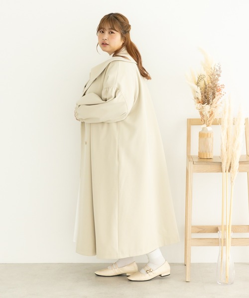 SLURR（スラ―）の「[大きいサイズ]ボリュームスリーブトレンチコート（トレンチコート・レディース・アイボリー/ベージュ・L）」の11枚目の写真