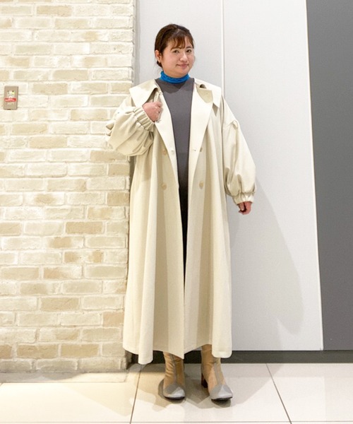 SLURR（スラ―）の「[大きいサイズ]ボリュームスリーブトレンチコート（トレンチコート・レディース・アイボリー/ベージュ・L）」の16枚目の写真