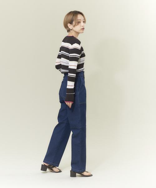 NOMINE（ノミネ）の「シアーボーダーニット（ニット/セーター・レディース・ブラック/グリーン/アイボリー・フリー）」の8枚目の写真