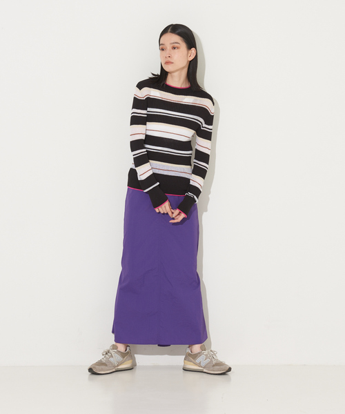 NOMINE（ノミネ）の「シアーボーダーニット（ニット/セーター・レディース・ブラック/グリーン/アイボリー・フリー）」の9枚目の写真