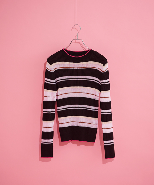 NOMINE（ノミネ）の「シアーボーダーニット（ニット/セーター・レディース・ブラック/グリーン/アイボリー・フリー）」の13枚目の写真