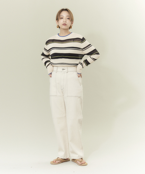 NOMINE（ノミネ）の「シアーボーダーニット（ニット/セーター・レディース・ブラック/グリーン/アイボリー・フリー）」の20枚目の写真