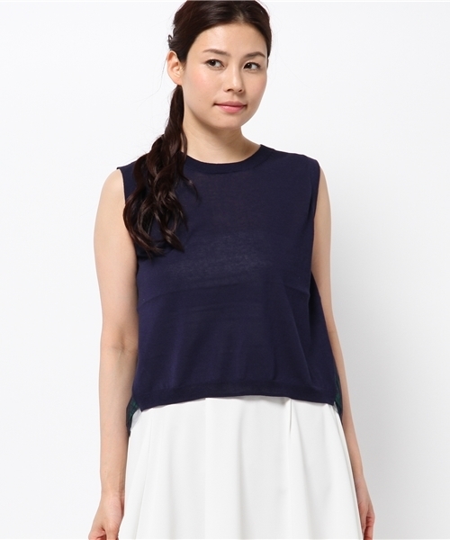 COLLAGE GALLARDAGALANTE（コラージュガリャルダガランテ）の「リーフプリントニットプルオーバー（ニット/セーター・レディース・ライトグレー/グリーン・FREE）」の10枚目の写真