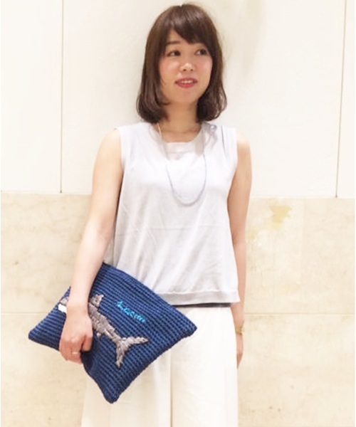 COLLAGE GALLARDAGALANTE（コラージュガリャルダガランテ）の「リーフプリントニットプルオーバー（ニット/セーター・レディース・ライトグレー/グリーン・FREE）」の18枚目の写真